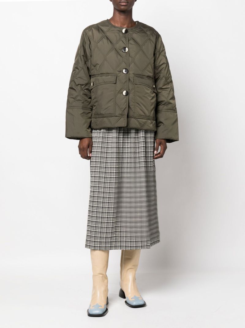 Green Detachable Collar Padded Jacket