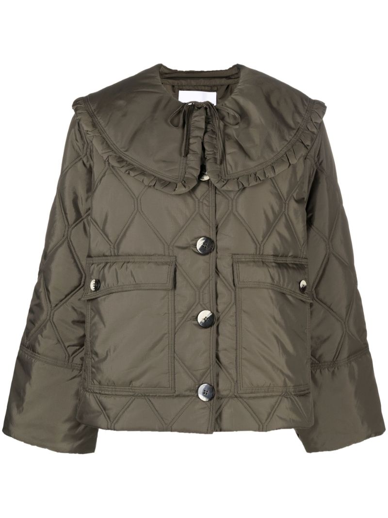Green Detachable Collar Padded Jacket