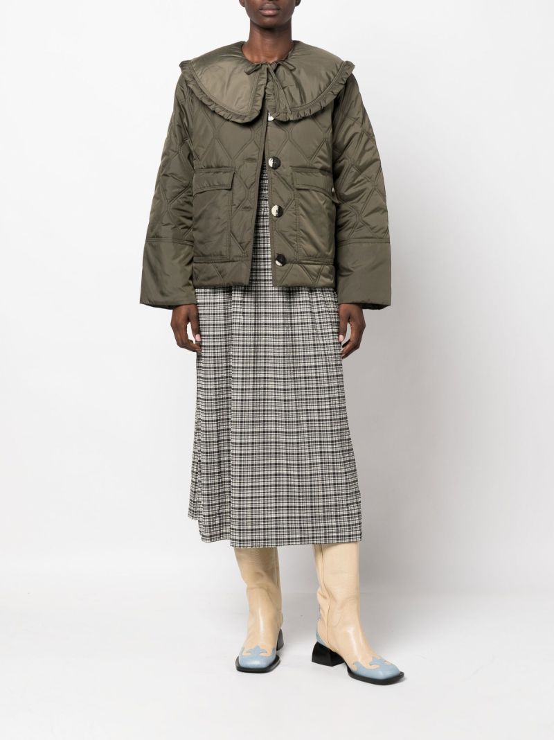 Green Detachable Collar Padded Jacket