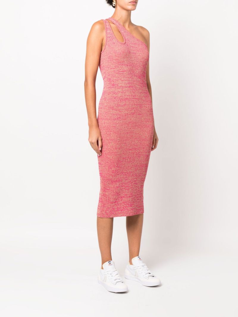 Pink Mila One-shoulder Knitted Midi Dress