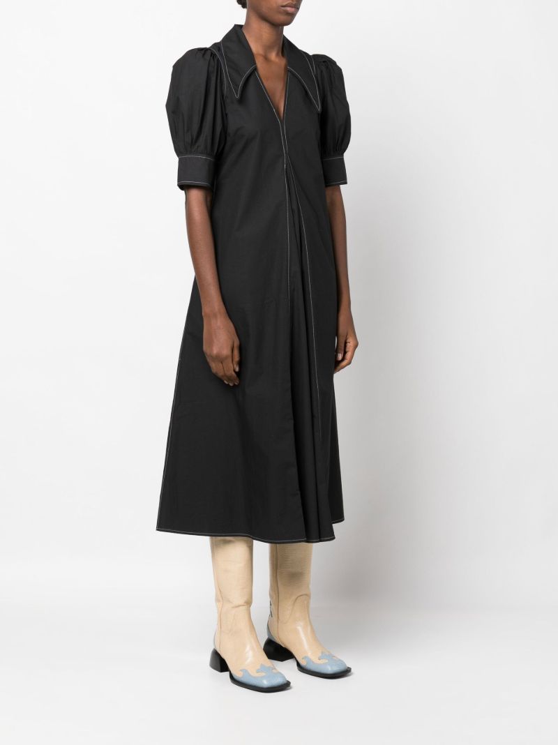 Black Puff Sleeve Midi Dress