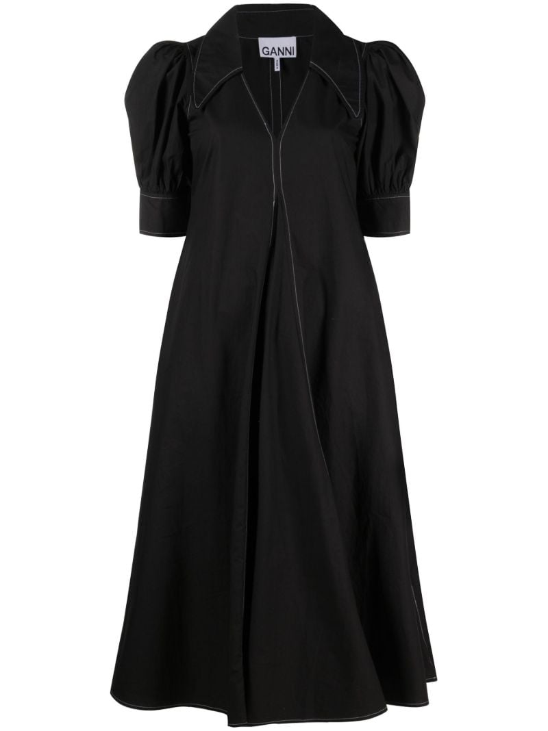 Black Puff Sleeve Midi Dress