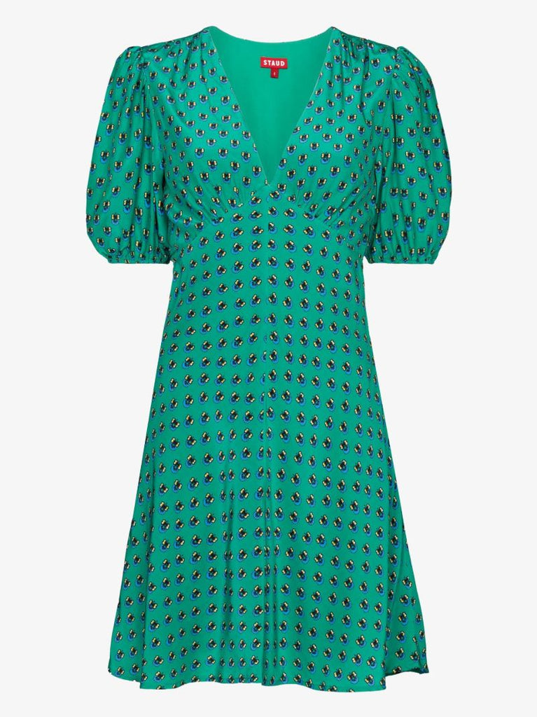Green Milla V-neck Printed Mini Dress