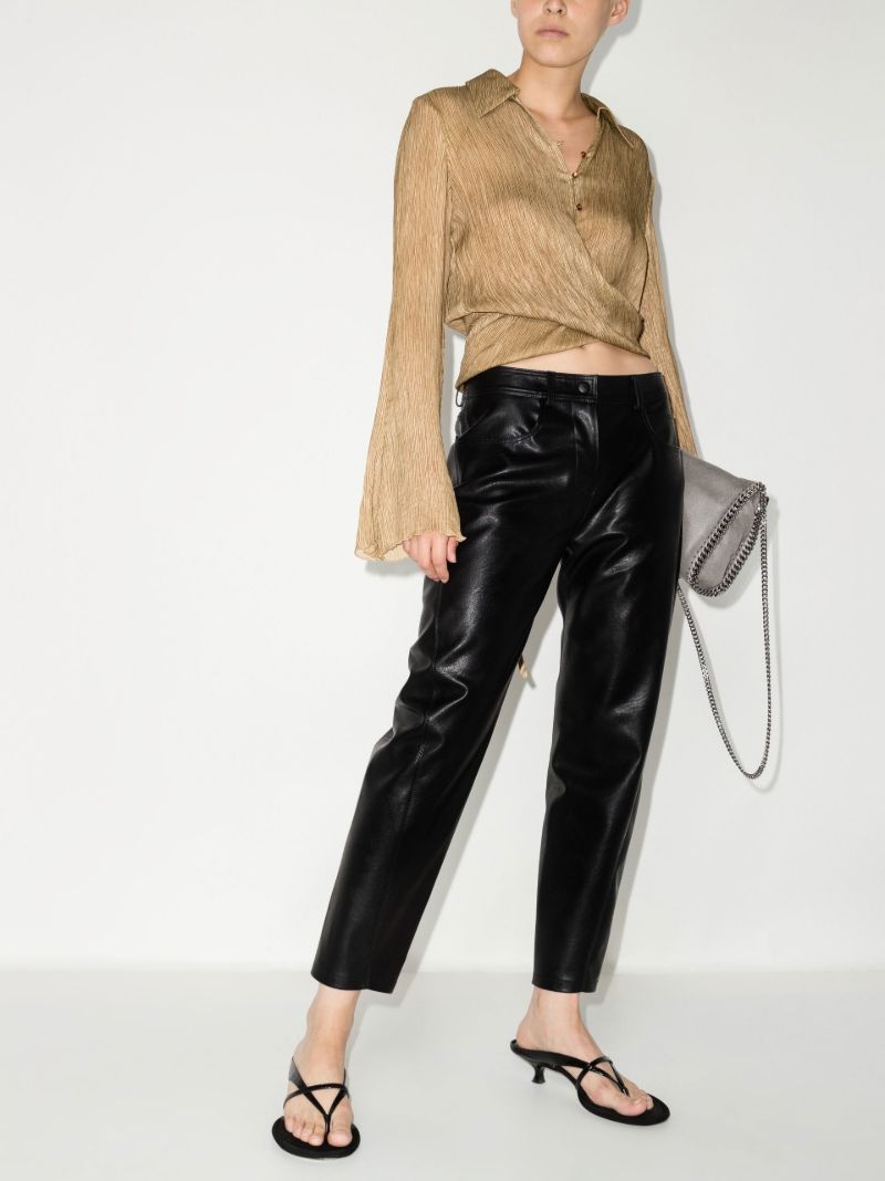 Black Faux Leather Straight Leg Trousers