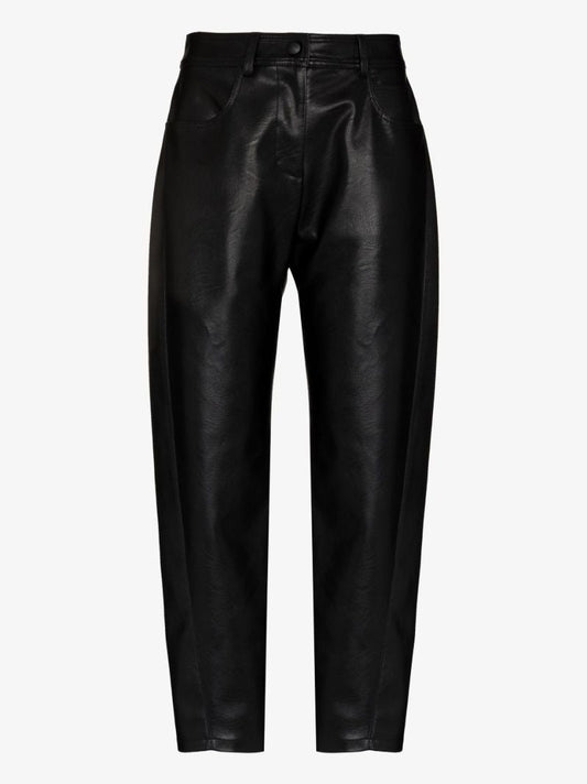 Black Faux Leather Straight Leg Trousers