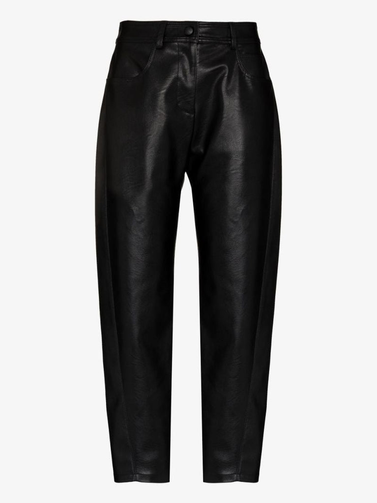 Black Faux Leather Straight Leg Trousers