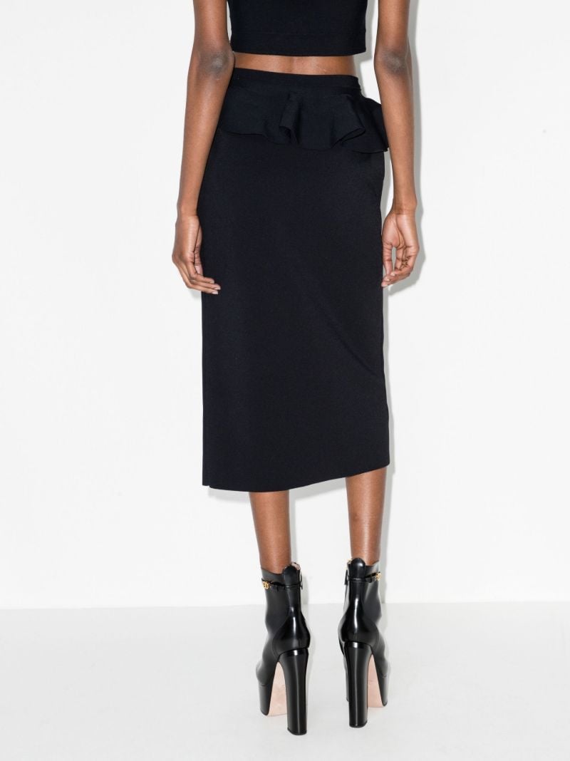 Black Ruffle Detail High Waist Skirt