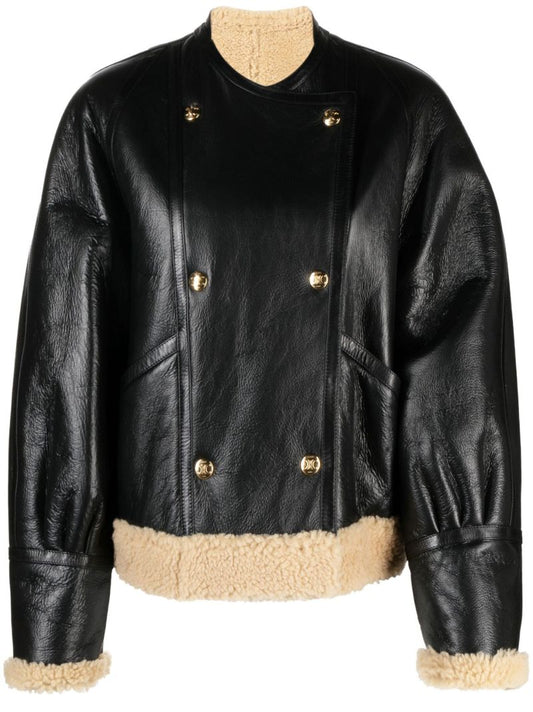 Black Double-breasted Leather Jacket