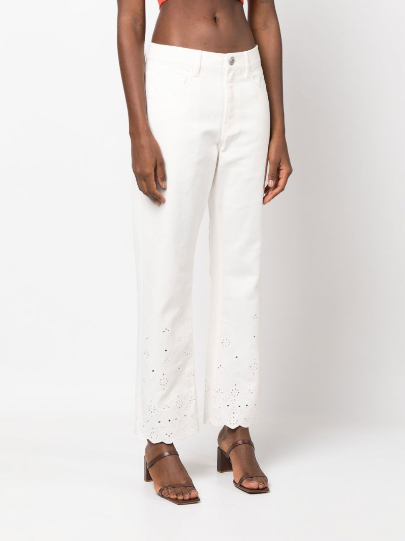 White Noemie Broderie Anglaise Straight-leg Jeans