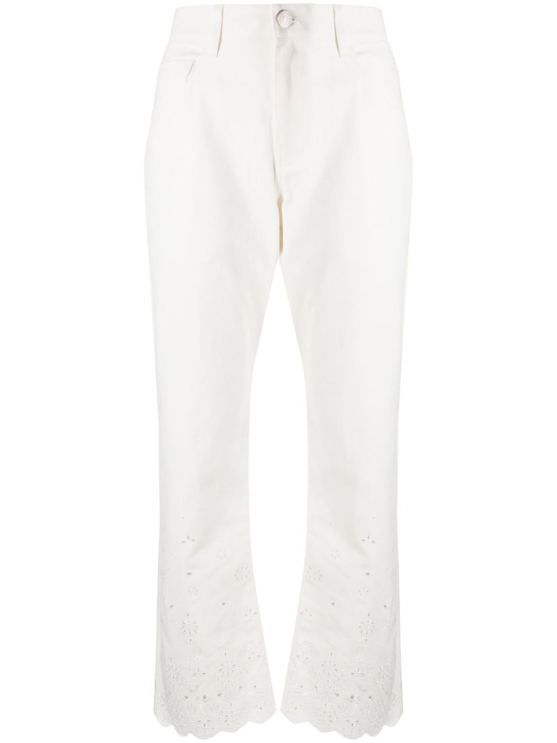 White Noemie Broderie Anglaise Straight-leg Jeans
