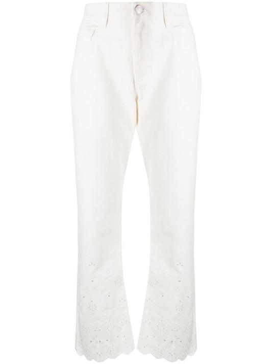 White Noemie Broderie Anglaise Straight-leg Jeans