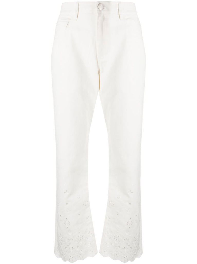 White Noemie Broderie Anglaise Straight-leg Jeans