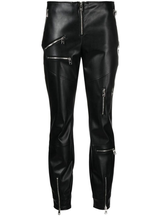 Black Zip Faux Leather Leggings