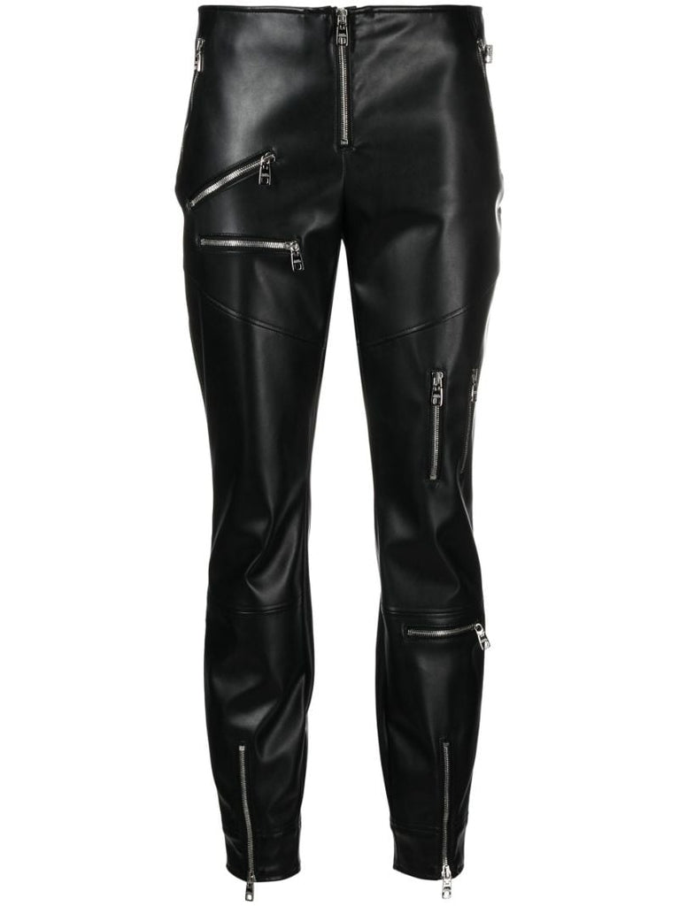 Black Zip Faux Leather Leggings