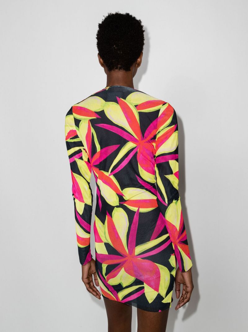 Black Helios Floral Print Mini Dress