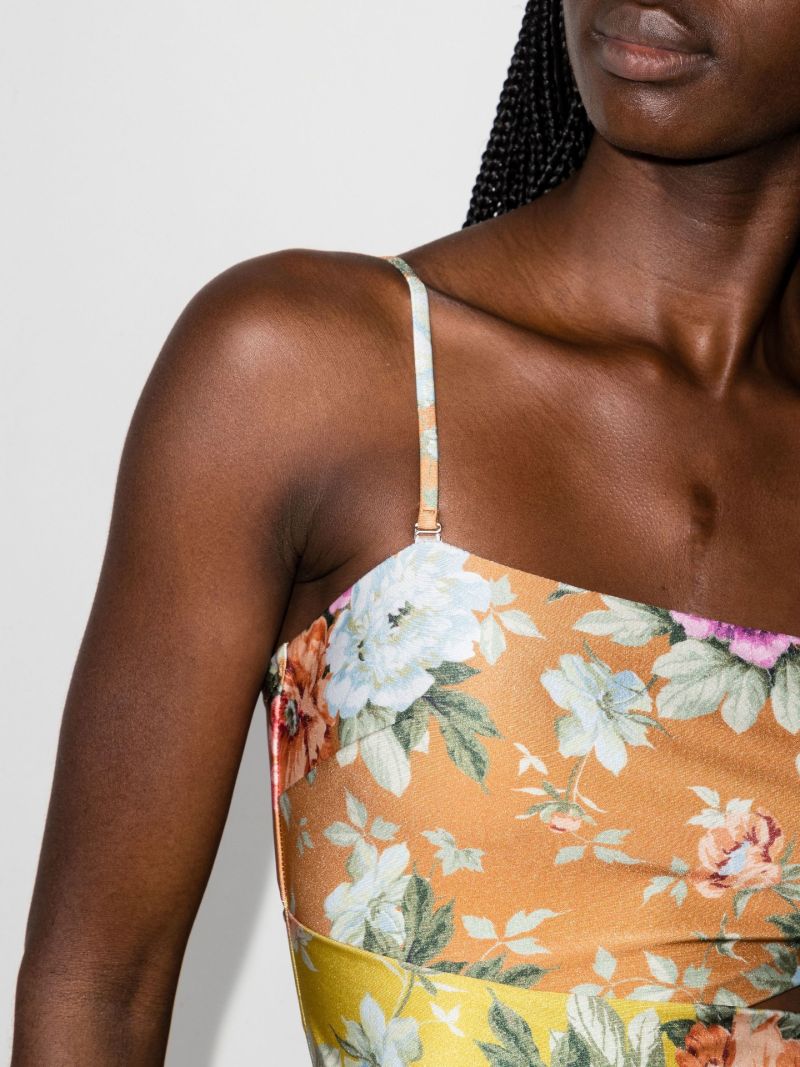 Orange Andie Spliced Floral Print Swimsuit
