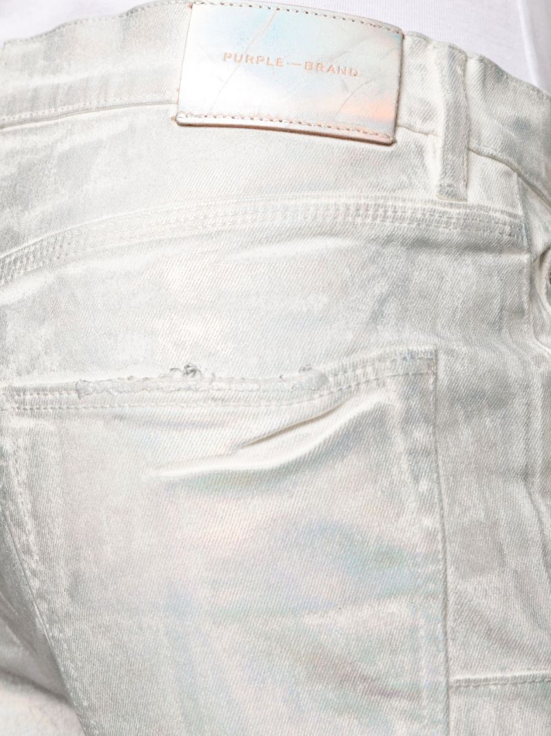 Silver Worn Iridescent Skinny Jeans