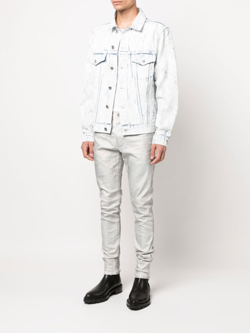 Silver Worn Iridescent Skinny Jeans