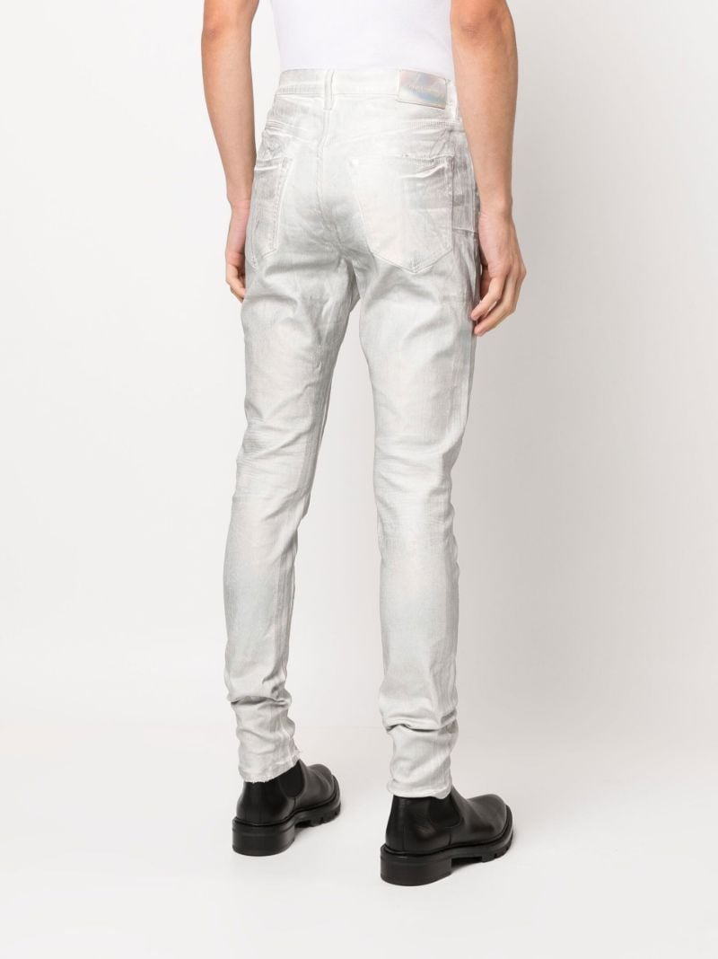 Silver Worn Iridescent Skinny Jeans