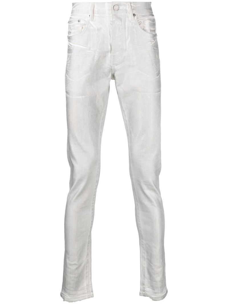 Silver Worn Iridescent Skinny Jeans
