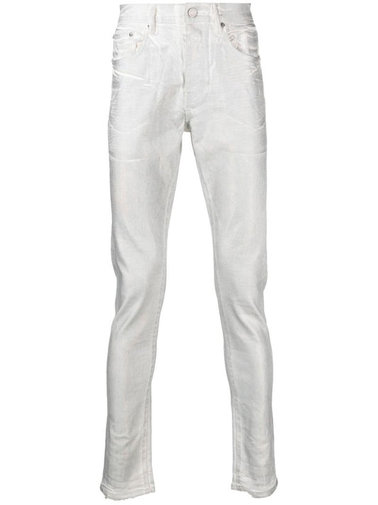 Silver Worn Iridescent Skinny Jeans