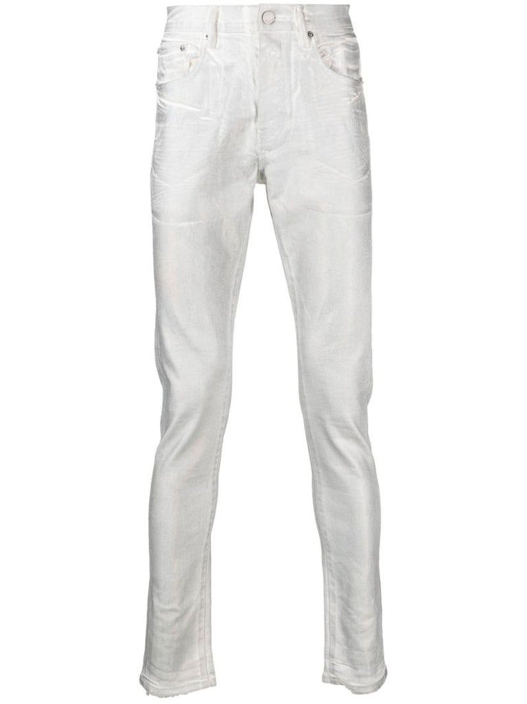Silver Worn Iridescent Skinny Jeans