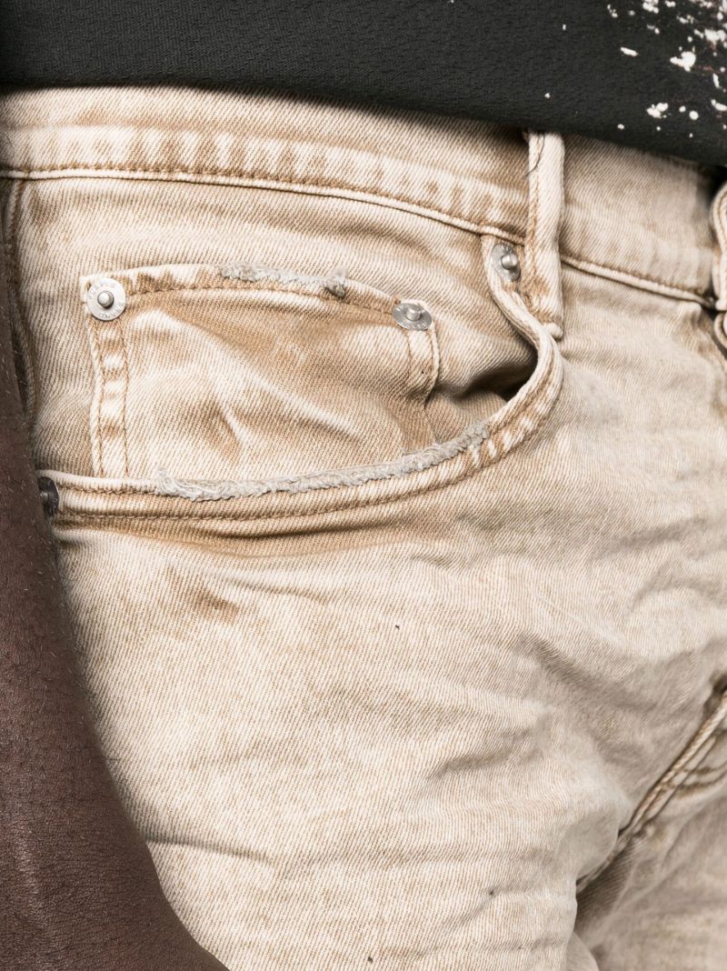 Neutral Distressed Mid-rise Jeans