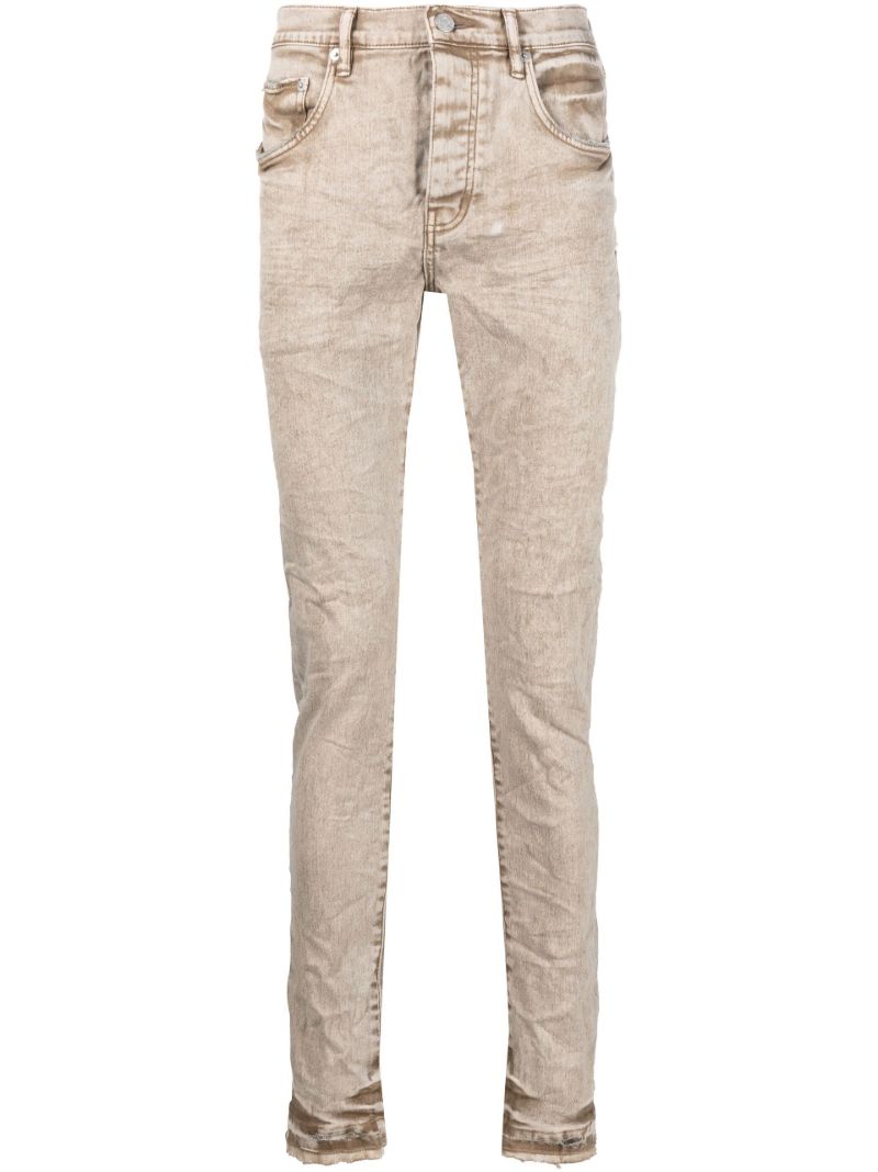 Neutral Distressed Mid-rise Jeans