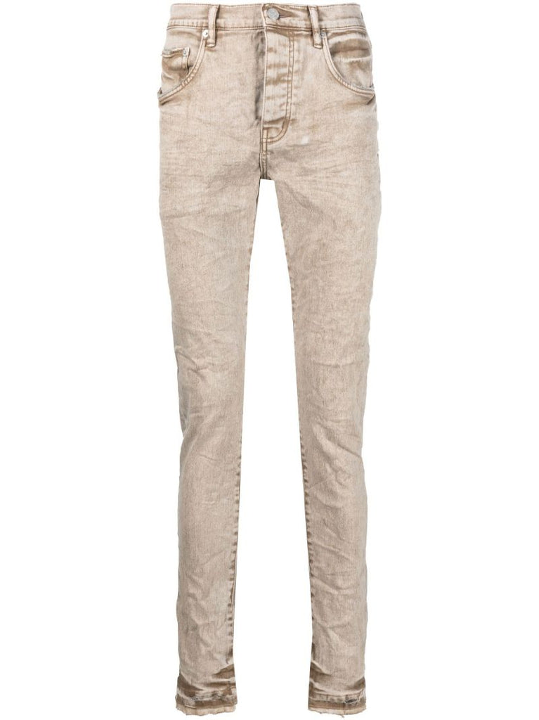Neutral Distressed Mid-rise Jeans