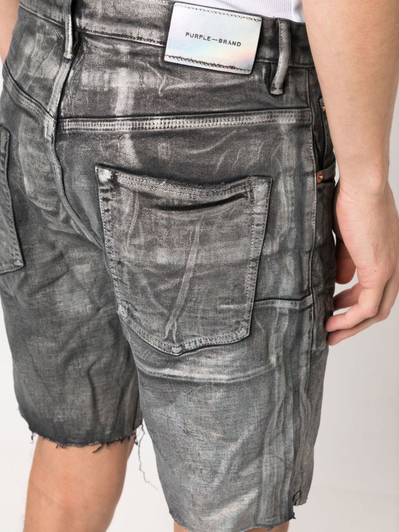 Black Iriidescent Mid-rise Denim Shorts