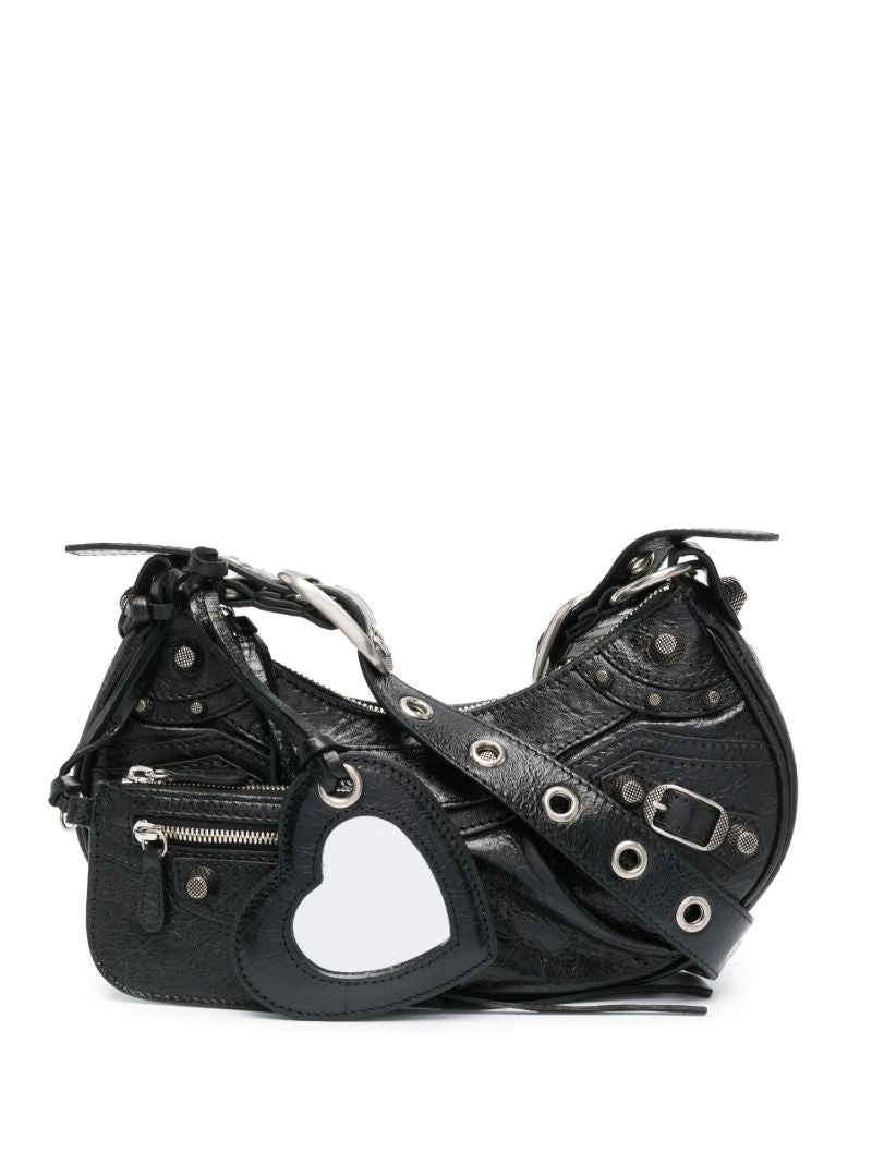 Black Le Cagole Mini Leather Shoulder Bag