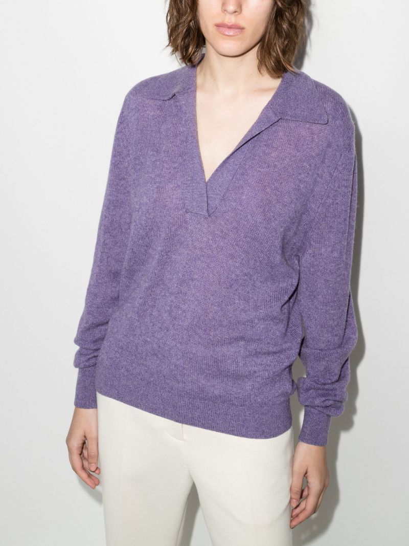 Purple Jo Polo Collar Cashmere Sweater