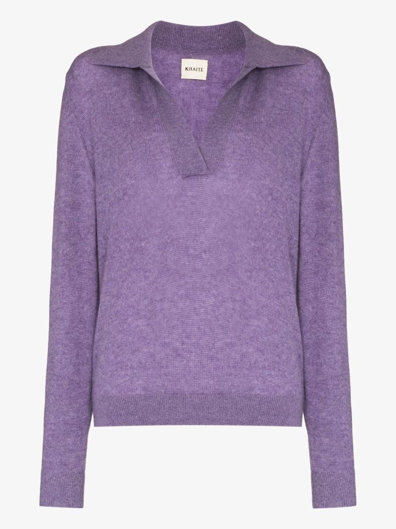 Purple Jo Polo Collar Cashmere Sweater