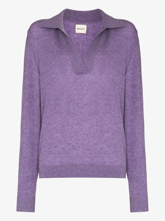 Purple Jo Polo Collar Cashmere Sweater