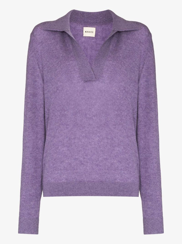 Purple Jo Polo Collar Cashmere Sweater