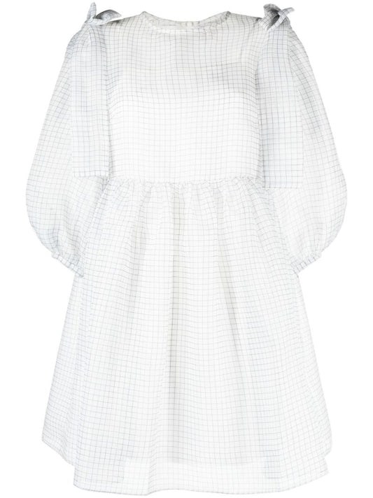 White Max Check Print Mini Dress