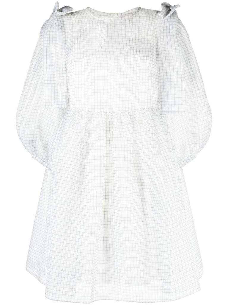 White Max Check Print Mini Dress