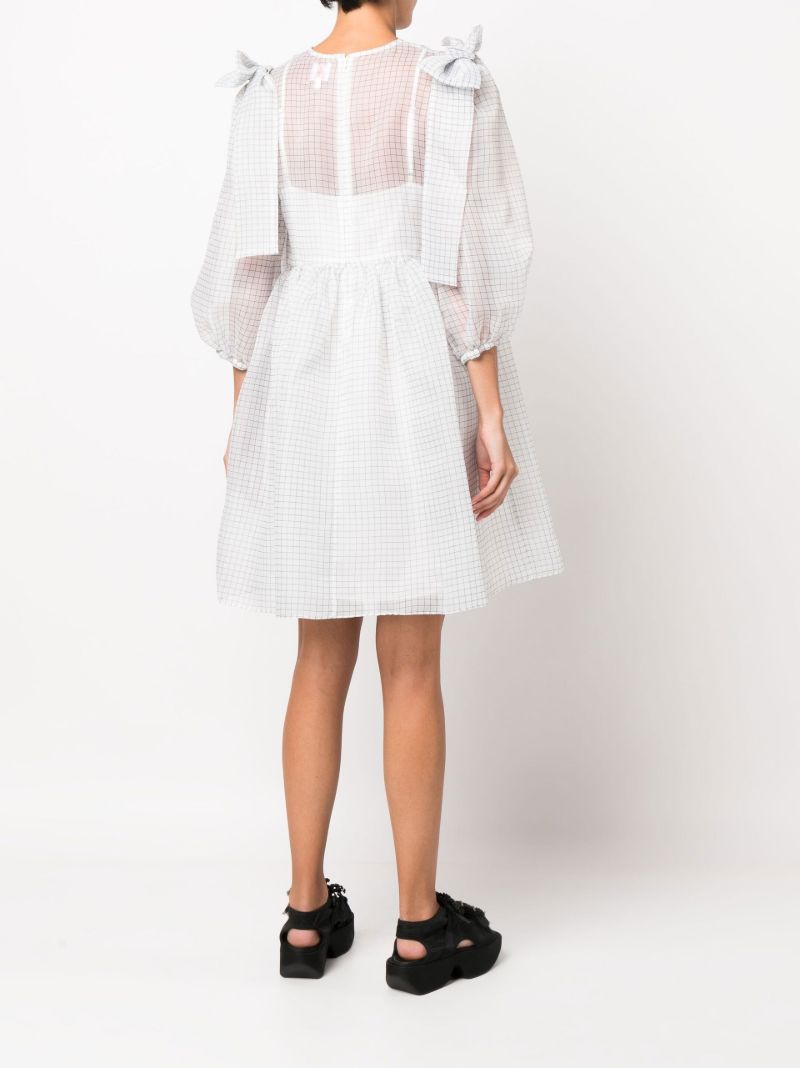 White Max Check Print Mini Dress