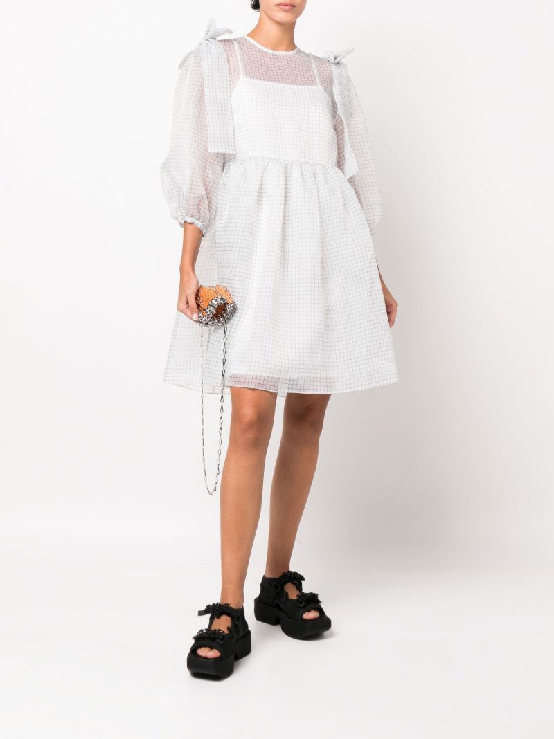 White Max Check Print Mini Dress