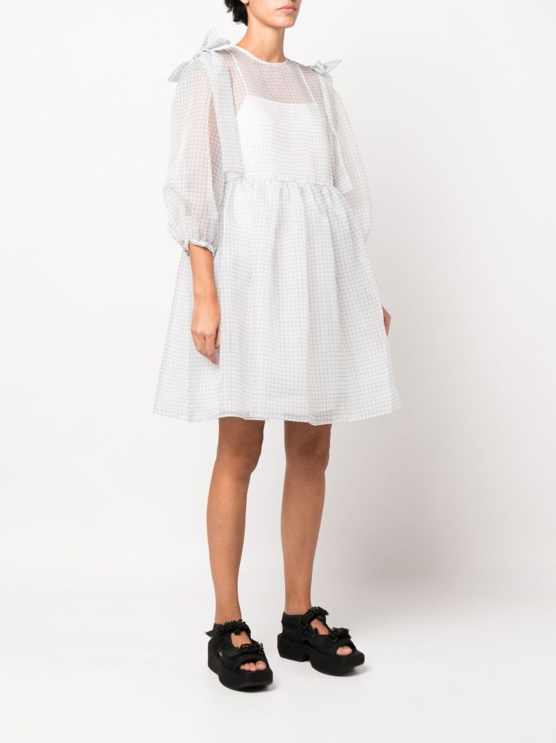 White Max Check Print Mini Dress