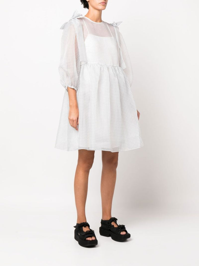White Max Check Print Mini Dress