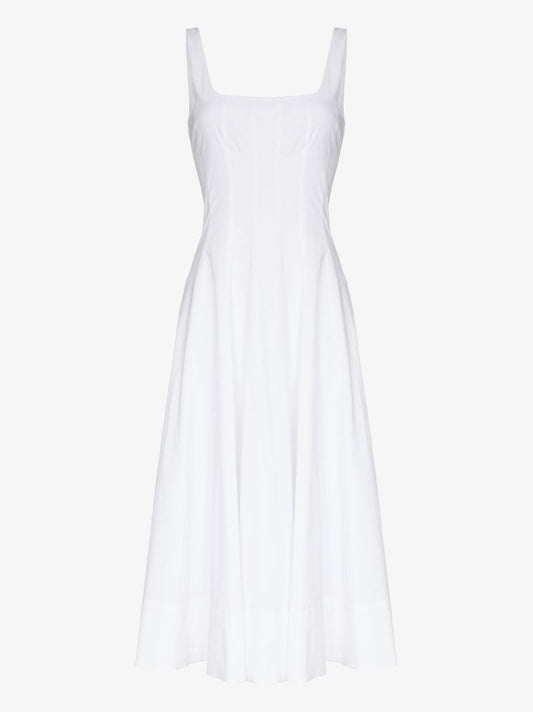 White Wells Cotton Midi Dress
