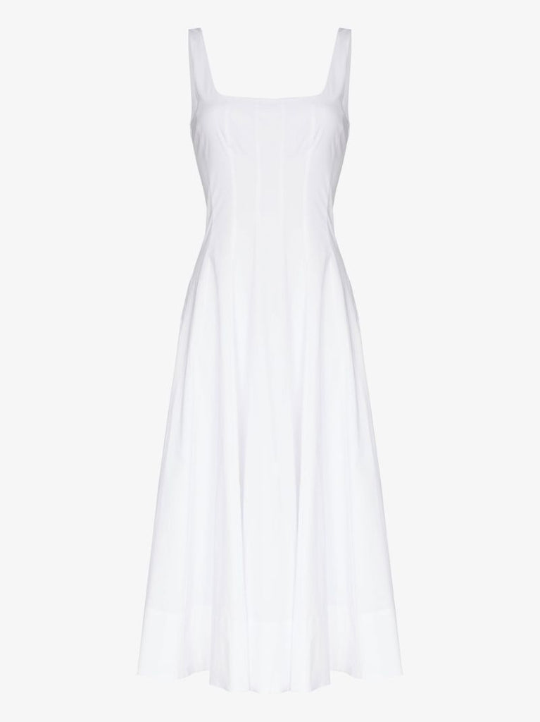 White Wells Cotton Midi Dress