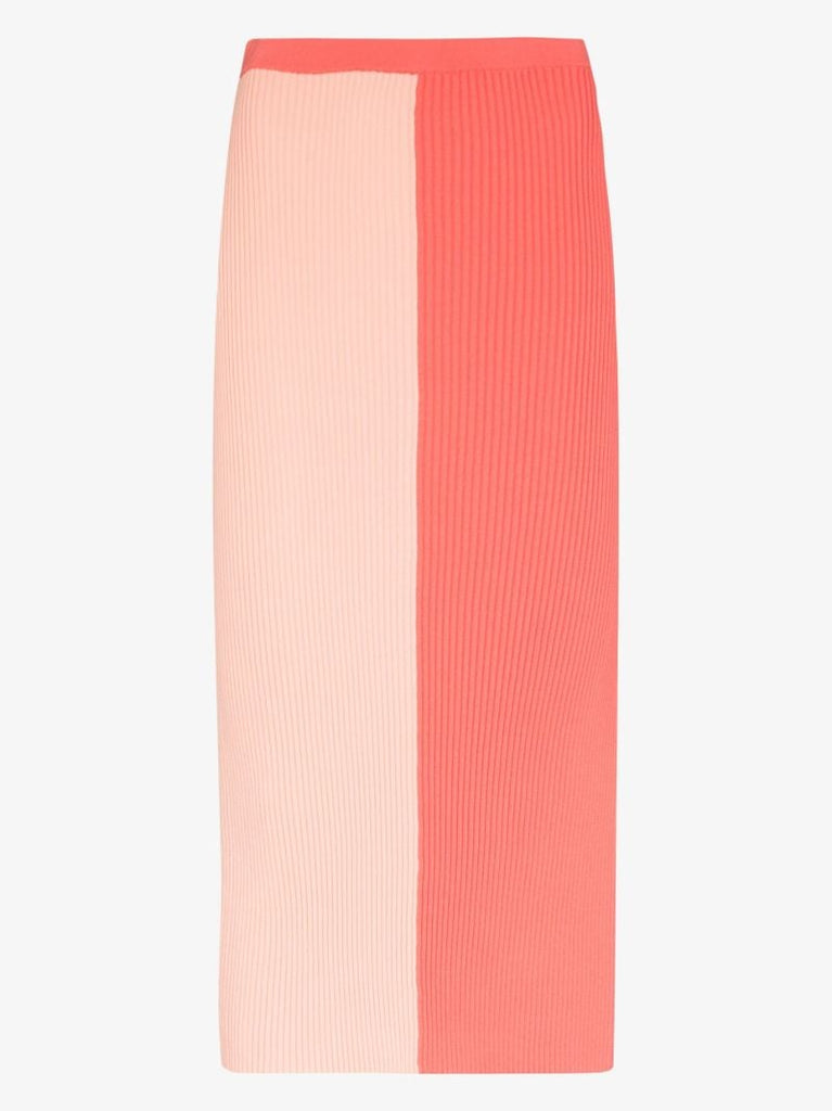 Orange and Pink Lorraine Two Tone Midi Skirt