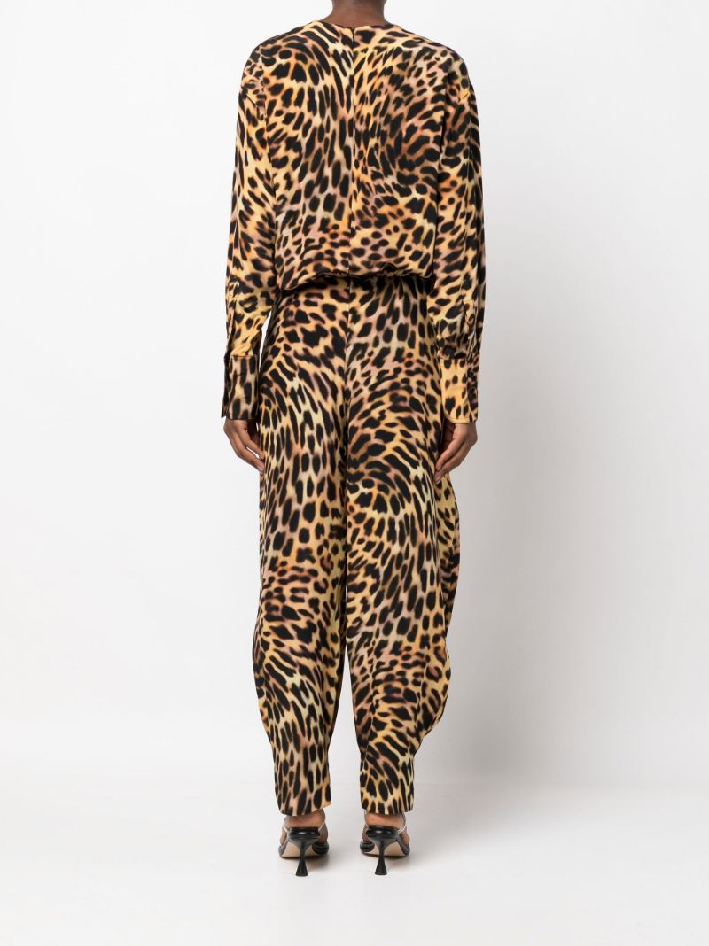 Black Cheetah Print Silk Jumpsuit