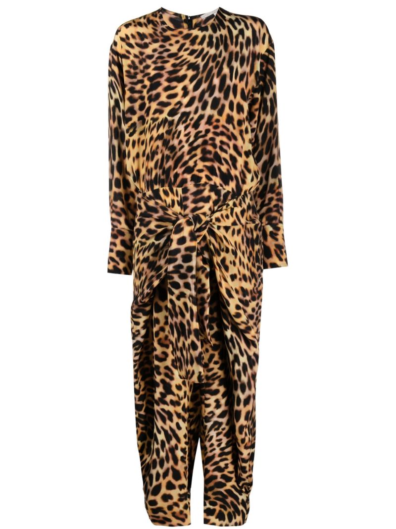 Black Cheetah Print Silk Jumpsuit