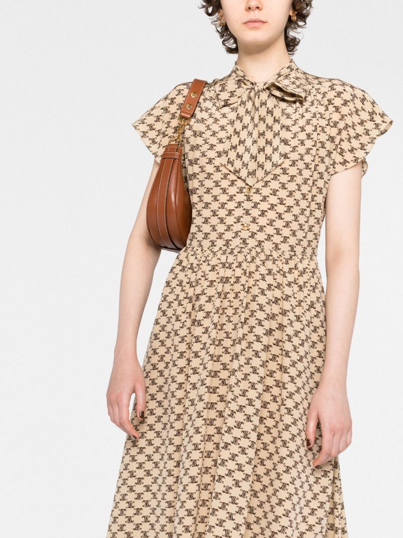 Neutral LavalliÃ_x0083_Â©re Triomphe Print Silk Dress