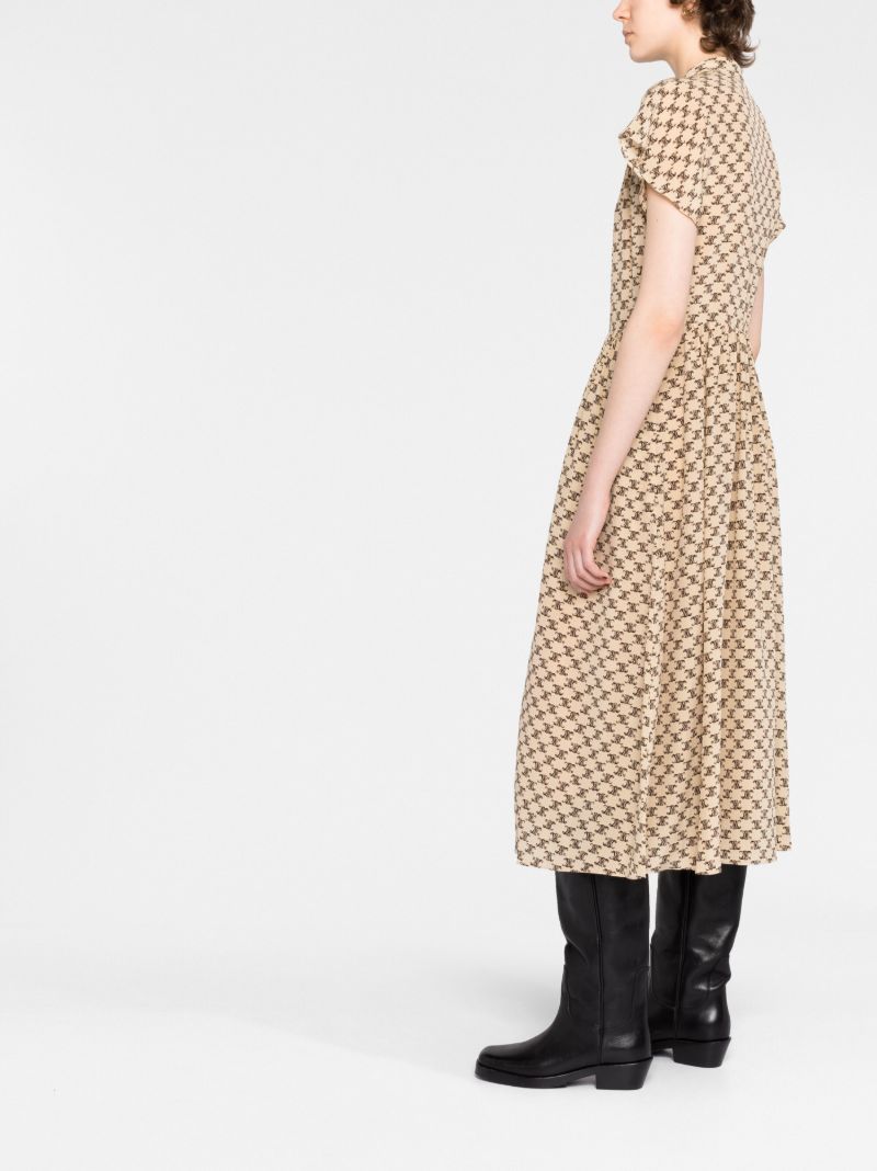Neutral LavalliÃ_x0083_Â©re Triomphe Print Silk Dress