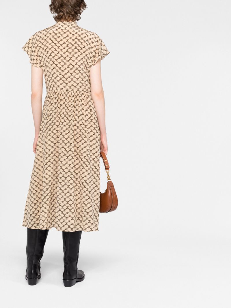 Neutral LavalliÃ_x0083_Â©re Triomphe Print Silk Dress