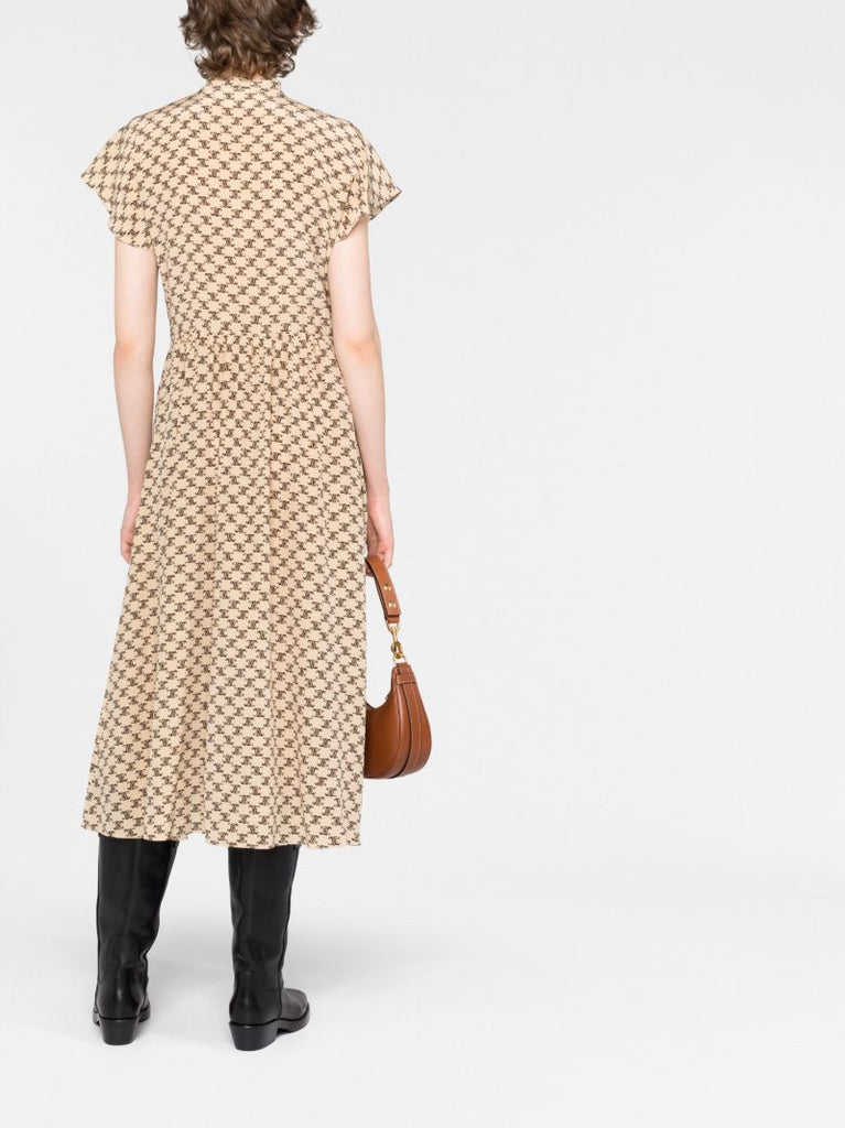 Neutral LavalliÃ_x0083_Â©re Triomphe Print Silk Dress